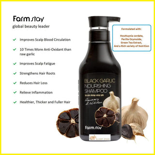 Korean Skincare - Kbeauty - [FARM STAY] Black Garlic Nourishing Shampoo 530ml - Hohtava