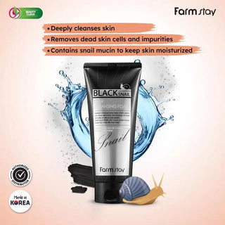 Korean Skincare - Kbeauty - [FARM STAY] Black Snail Deep Cleansing Foam 180ml - Hohtava